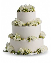 Freesia and Ranunculus Cake decor wedding Cake Flowers