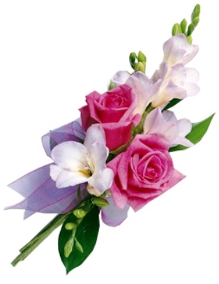 FREESIA & SPRAY ROSE CORSAGE