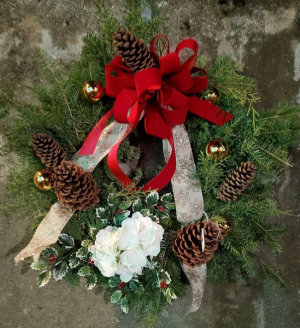 Fresh 12" Wreath - Fully Decorated with Silk Holiday Outdoor