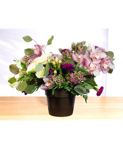 Frosted Orchid Ceramic Potted Arrangement