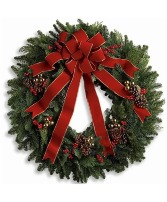 FRESH BALSM WREATH DRESSED WITH BOW 