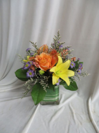 Fresh Blooms Fresh Mixed Arrangement in a Cube