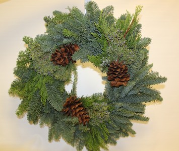 24 Inch Fresh Christmas Wreath in Saint Simons Island, GA | A COURTYARD FLORIST 24 Inch Fresh Christmas Wreath in Saint Simons Island, GA | A COURTYARD FLORIST