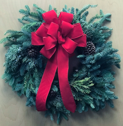 Fresh Christmas Wreath With Bow