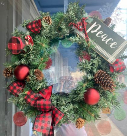 Fresh decorated wreath  Fresh pine wreath 