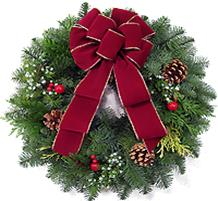 Decorative Wreath Fresh mixed greens w/bow