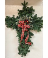 Fresh evergreen cross stand Standing Spray