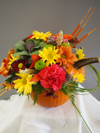 Fresh Fall Pumpkin Flower Arrangement