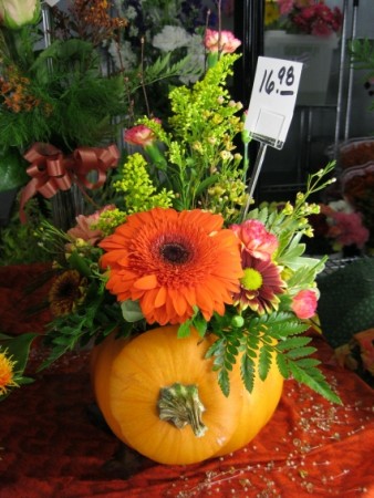 Fresh Fall Pumpkin Fresh Floral Design in Aurora, NE | Honeysuckle Lane