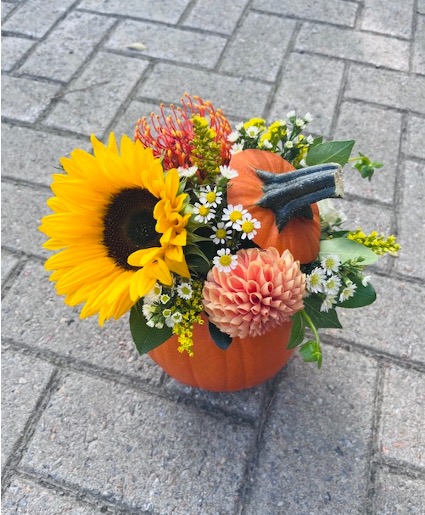 Fresh Floral Pumpkin Arrangement 