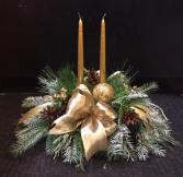 Fresh Flowers Christmas Centerpiece with candles
