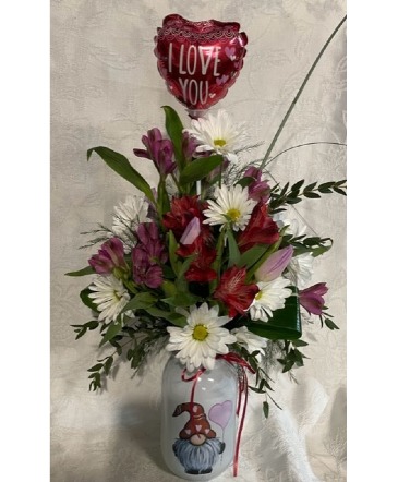 Fresh Flowers HVD 07 Gnome Vase with fresh flowers in Fowlerville, MI | ALETA'S FLOWER SHOP