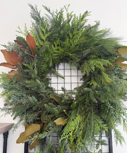 Fresh Holiday Wreath with Mixed Greens Holiday Wreath