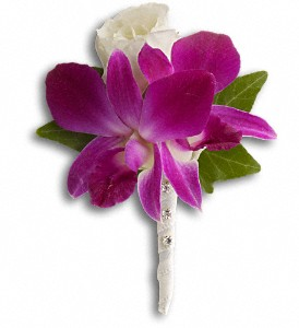 Fresh Orchid And Rose  Prom Boutonniere