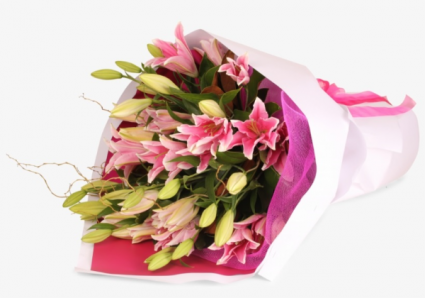 Fresh Market Oriental Pink Lily  Hand tied bouquet