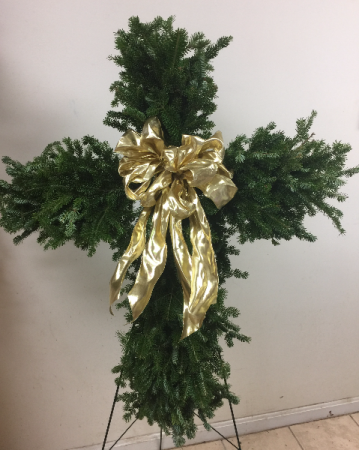 Fresh Pine Cross with Bow Handmade In Our Shop!