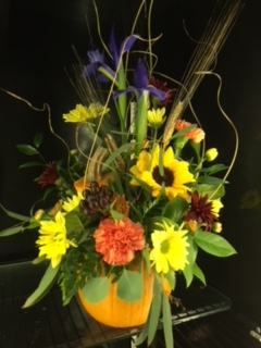 fresh pumpkin arrangement fall