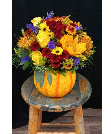 Fresh Pumpkin Arrangement Fresh cut flowers in real pumpkin 