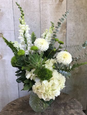 Fresh White and Green Vase Arrangement
