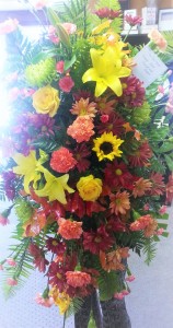 fresh or silk standing funeral spray