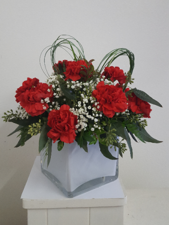 From My Heart Valentine glass cube flower arrangement