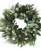 Frosted Evergreen Faux Wreath 