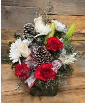 Frosted Noel Holiday Vase Arrangement