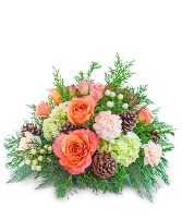 Frosted Peach Centerpiece Flower Arrangement