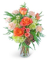 Frosted Peach Glow Flower Arrangement