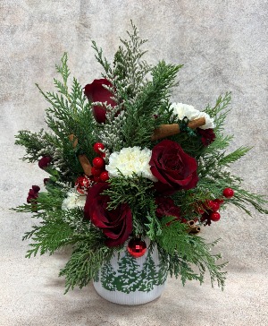 Frosted Pine Charm Vase Arrangement