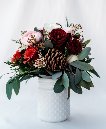 Frosted Pine Vase Arrangement