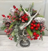 Frosted Pinecone Antler Arrangement  