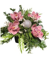 Frosted Pink Orchid Vase Arrangement