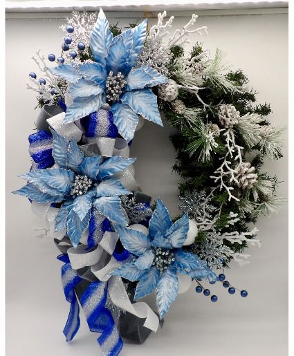 Frosted Sapphire Elegance Wreath