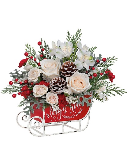 Frosted Sleigh Arrangement