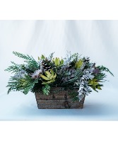 Frosted Winter Garden Wood Box Arrangement