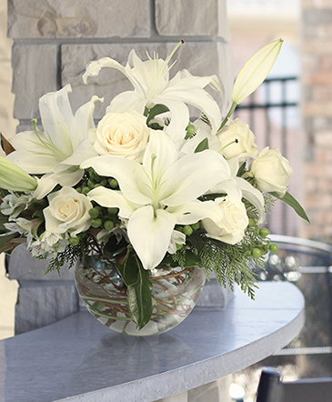 Frosty Blooms Lifestyle Arrangement in Port Dover, ON | Upsy Daisy Floral Studio
