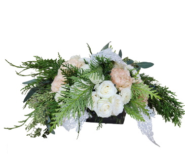 Frosty Winter Container arrangement in Invermere, BC | INSPIRE FLORAL BOUTIQUE