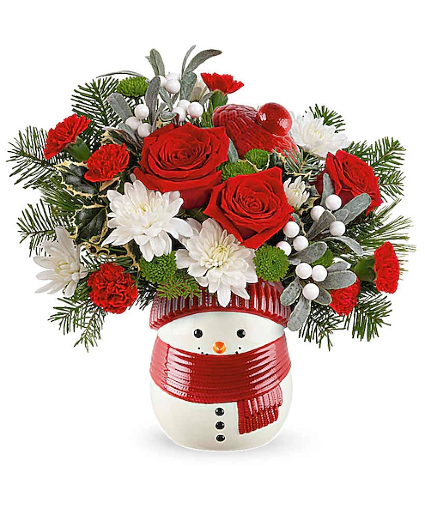  Frosty Wishes Bouquet Ceramic container