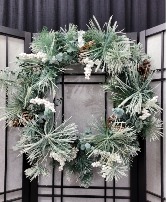 Frosty Wreath Permanent Artificial Greenery