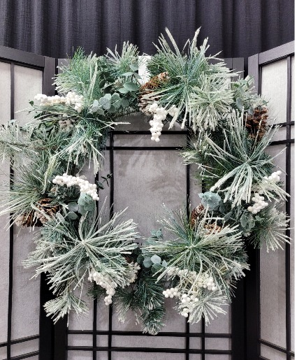 Frosty Wreath Permanent Artificial Greenery