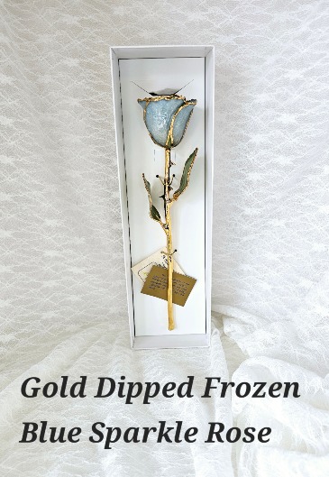 Frozen Blue Sparkle Gold Rose  in Fort Wayne, IN | MORING'S FLOWERS & GIFTS, INC.