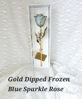 Frozen Blue Sparkle Gold Rose Frozen Blue Sparkle Gold Rose