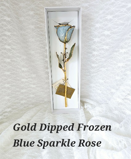 Frozen Blue Sparkle Gold Rose Frozen Blue Sparkle Gold Rose