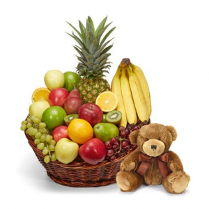 Fruit and Chocolate Gourmet basket for new moms.   Gift Basket