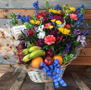 fruit and floral gift basket 