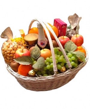 Fruit and Flowers  Gift Basket 