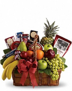 Fruit and Gourmet Basket Christmas Arrangement