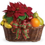 Fruit And Poinsettia Basket Christmas