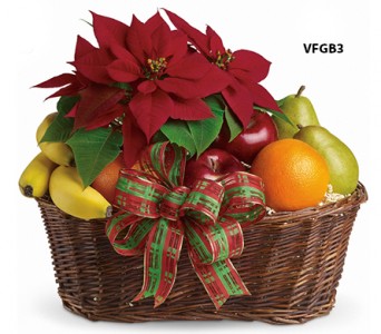 Fruit and Poinsettia Basket Gift Basket